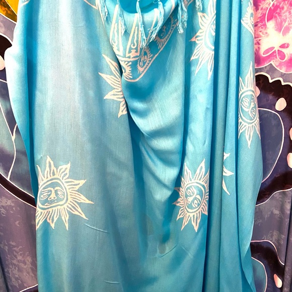 2 Rayon Sarong, Table Cover, Curtain, Shawl with Tassels! Colorful, Soft, NEW! - Picture 4 of 8